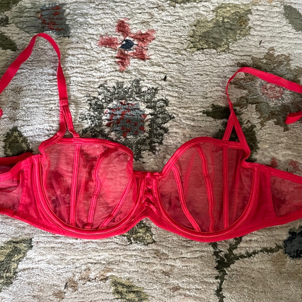 Adore Me Sheer Red Underwire Bra